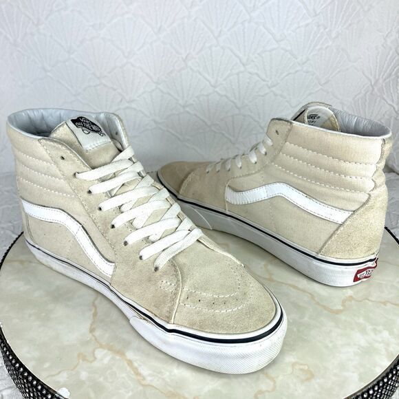 Vans Off The Wall Skateboard Athletic Sneakers 7.5 Cream Suede Hi Top Skate Shoe - Picture 9 of 11